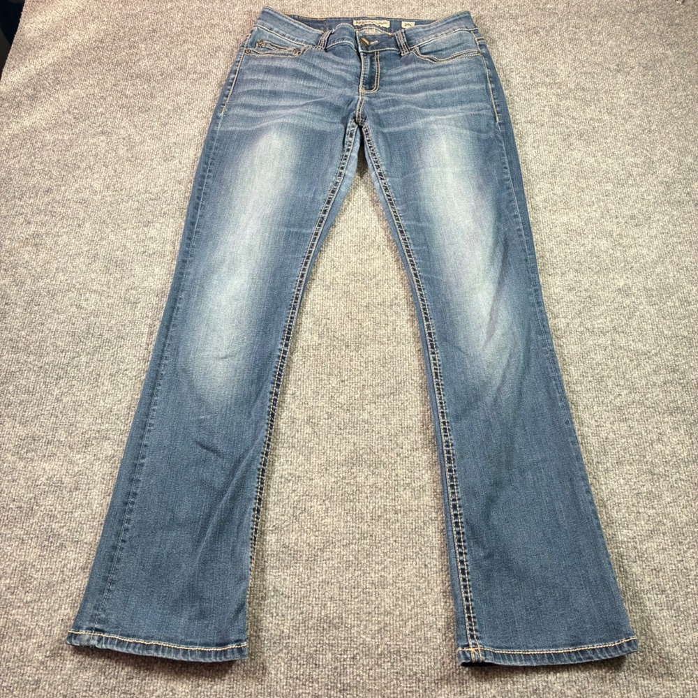BKE Harper Straight Leg Jeans Womens 29L Medium Wash Blue Stretch Denim